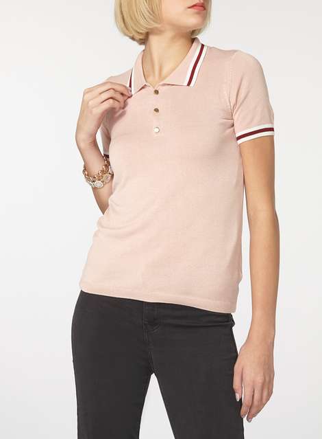 Nude Tipped Polo Top